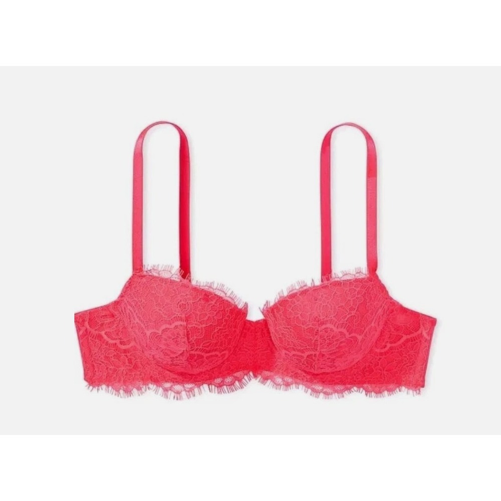 Victoria's Secret Lightly Lined Lace Demi Bra 32B Pink Lace